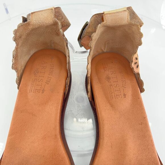 L'Artiste Niarah Sandals Women's 40 9 Brown Leather Ankle Strap Y2K Boho Wedge - Picture 12 of 15